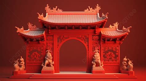 Chinese Gate On Podium A Stunning D Rendering Background Chinese