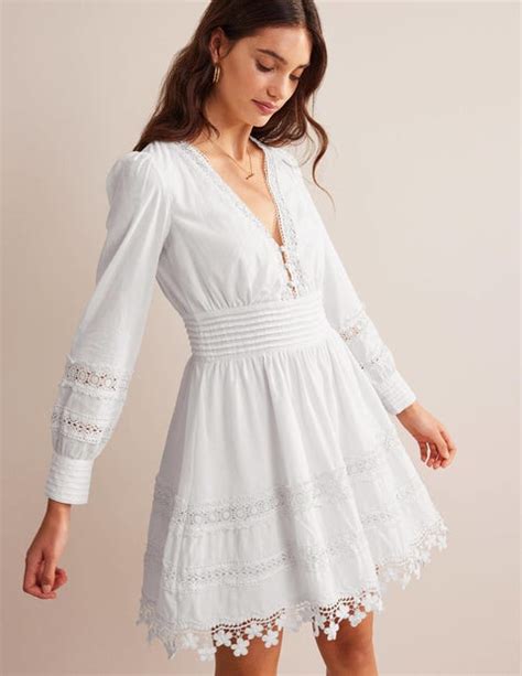 Lace Trim Mini Dress White Boden Us