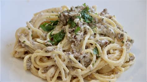 Espagueti Alfredo Con Carne Molida Rica Facil Y Rápida Receta Casera