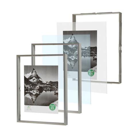 11" x 14" Deluxe Silver Aluminum Contemporary Floating Picture Frame w – FrameWorks