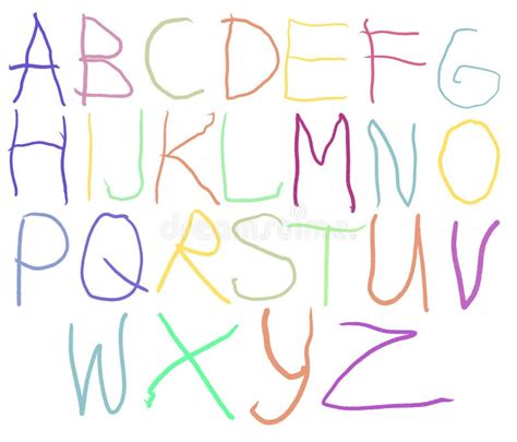 L alphabet Anglais Multi Couleurs Police De Dessin à Main Abc Tiré à