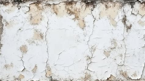 Aged White Wall Background With Cracks And Peeling Paint Premium Ai