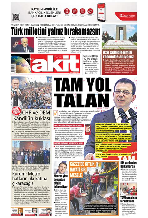 Yeni Akit Gazetesi Mart Pazartesi G N Man Eti