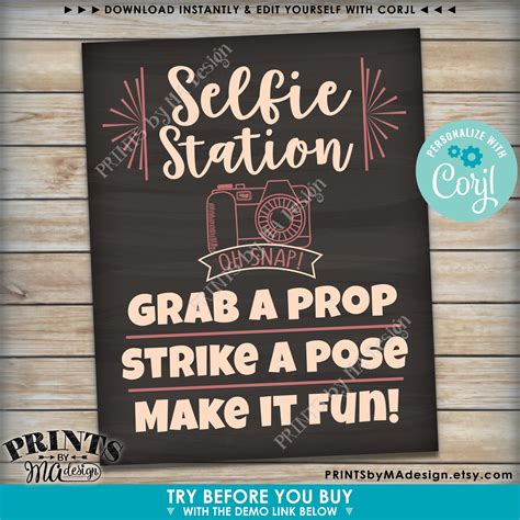 Selfie Station Sign Free Printable