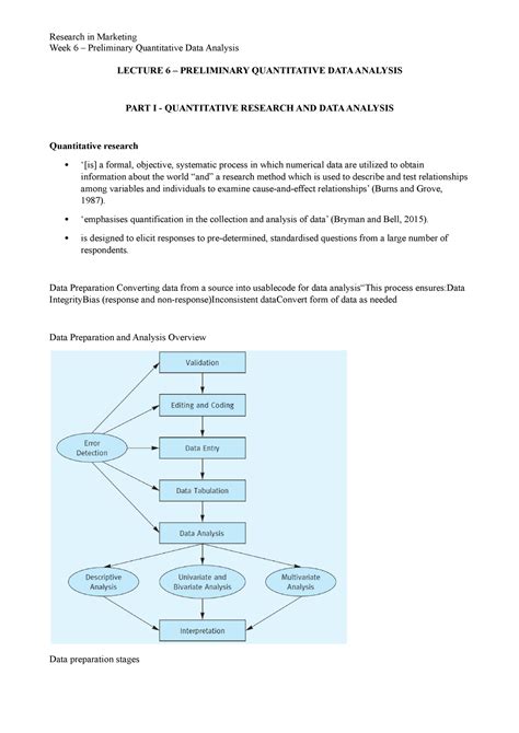 Week 6 Preliminary Data Analysis Week 6 Preliminary Quantitative Data Analysis Lecture 6