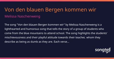 Meaning of Von den blauen Bergen kommen wir by Melissa Naschenweng