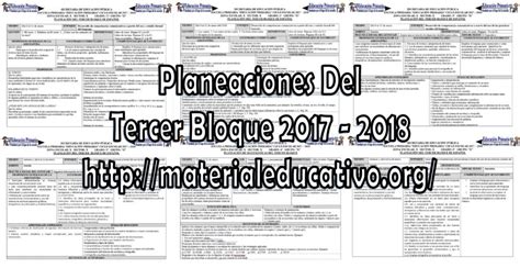 Planeaciones Del Tercer Bloque De Todos Los Grados Del Ciclo Escolar