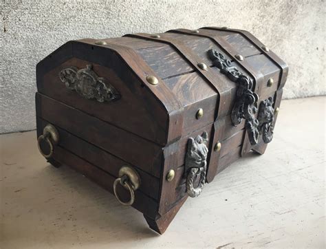 Wooden Treasure Chest Jewelry Box No Lining Mens Jewelry Box Humpback