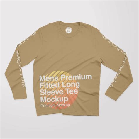 Premium Psd Mens Premium Fitted Longsleeve Tee Front Mockup