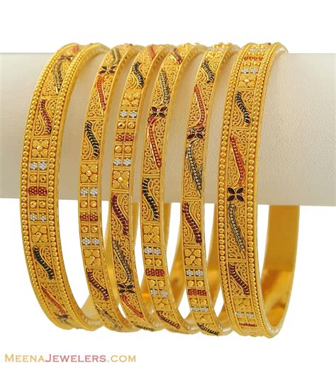 22k Gold Bangles Set Of 6 Bast8642 22k Gold Bangles Set Set Of 6