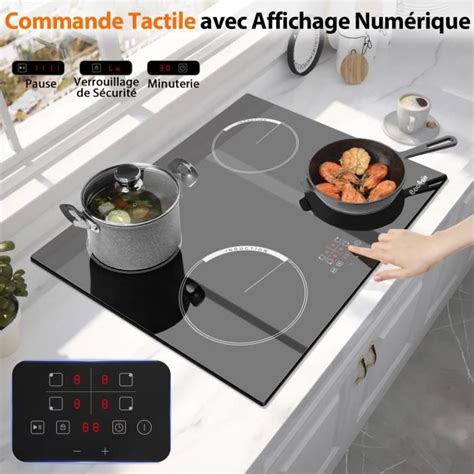 Plaque Induction 4 Feux 60cm Encastrable 6600w Plaque De Cuisson Induction Contrôle Tactile