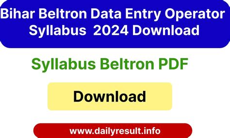 Bihar Beltron Data Entry Operator Syllabus 2024 Download Pdf Dailyresultinfo