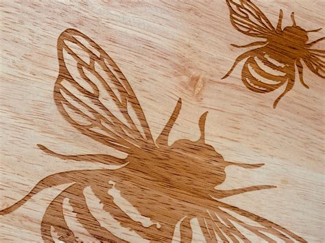 Laser Engraved Bee Design Chopping Boardcheese Board Etsy