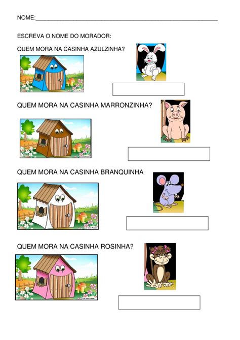 Atividades Quem Mora Na Casinha Atividades Para Baixar