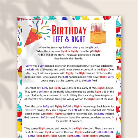 Left Right Game, Left Right Birthday Game, Printable Funny Left Right ...