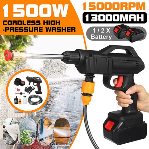 1500w Cordless High Pressure Car Washer Spray Rechargeable Car Wash Gun Electric Water Gun