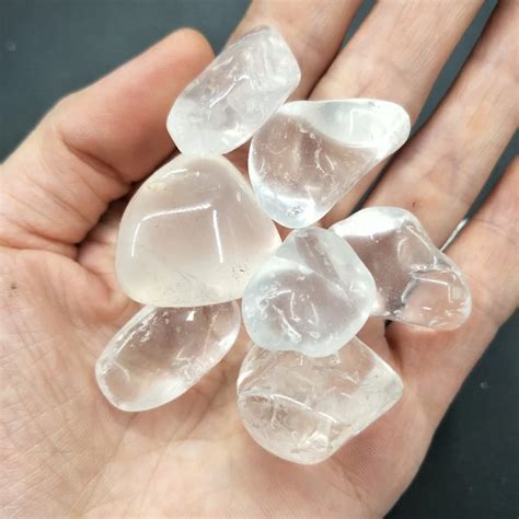 7 Pieces Large Polished Clear Quartz Crystal Stones Quartz Tumbled Stone Polished Healing