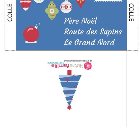 Enveloppe à imprimer pour écrire au Père Noël Thème sapin de Noël