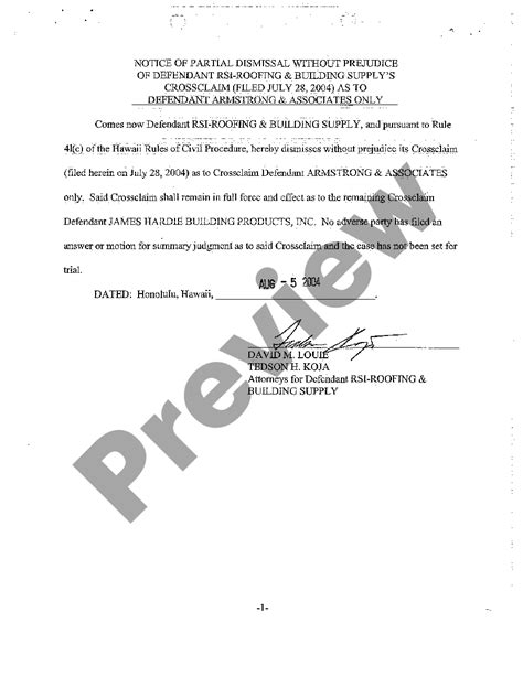 Hawaii Notice Of Partial Dismissal Without Prejudice Of Defendant S