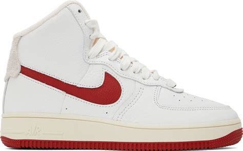 Nike White & Red Air Force 1 High Sneakers - ShopStyle