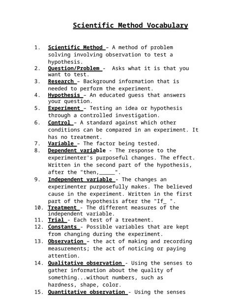 DOCX Scientific Method Vocabulary Edl Web ViewScientific Method