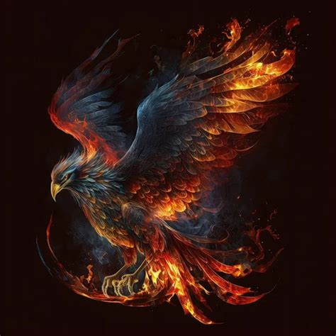 The Phoenix Bird Rises From The Fire Rebirth Fantasy Symbol Of