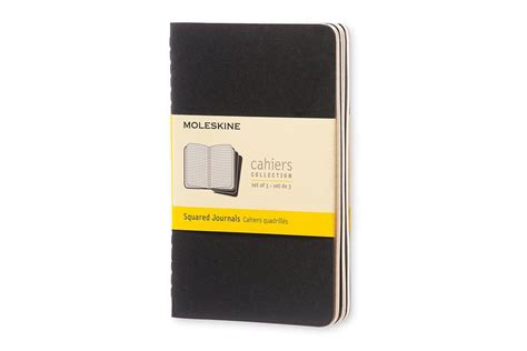 Moleskine Cahiers Journals Squared Pocket Black Set Of 3