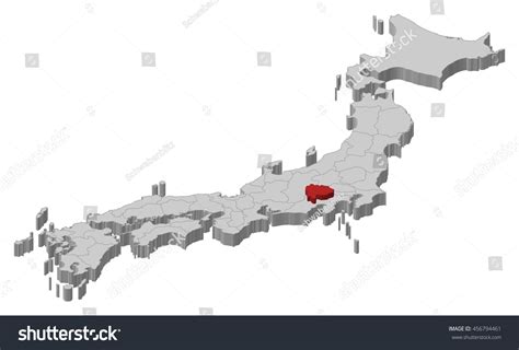 Map Japan Yamanashi 3dillustration Stock Vector (Royalty Free) 456794461 | Shutterstock