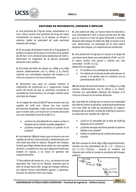 Listado Ejercicios N Cantidad De Movimiento Una Part Cula De