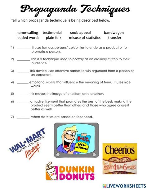 Propaganda Worksheet - Worksheets Library