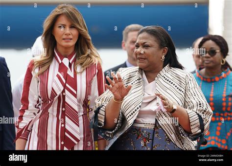 First Lady Melania Trump Walks With Ghanas First Lady Rebecca Akufo