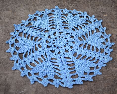 Blue Floral Doily Small Doily For Spring Decor Crocheted Doily With