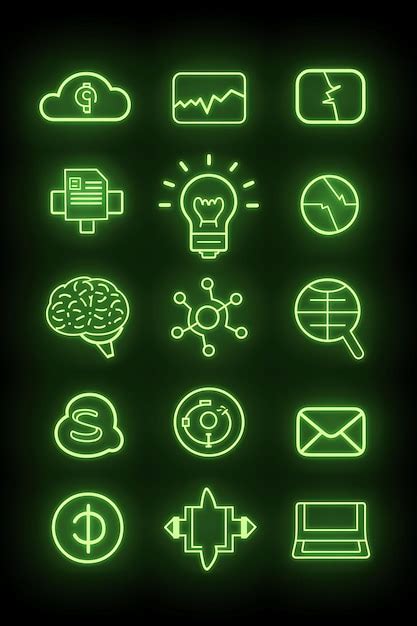 Premium Photo Neon Glowing Web And Social Icon Collection Elevate