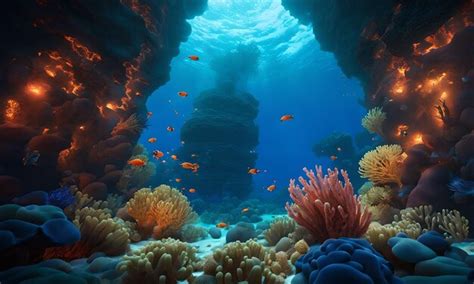 Premium AI Image | Underwater Volcanoes in the Ocean Floor