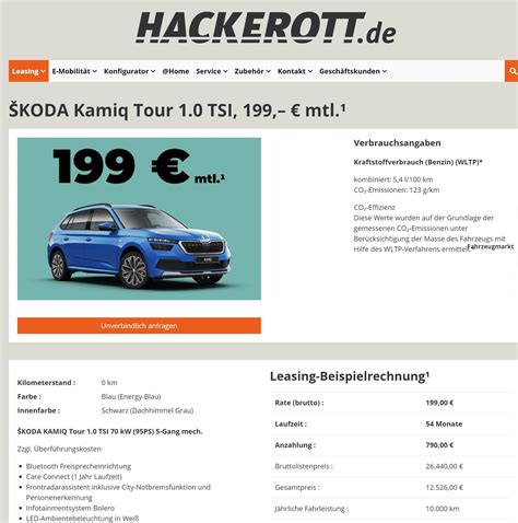 Koda Kamiq Im Leasing F R Im Monat Brutto Ntv Autoleasing