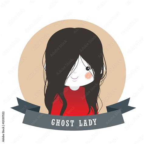 Cute Chinese Ghost Lady Women Vector Illustration Cartoon Character