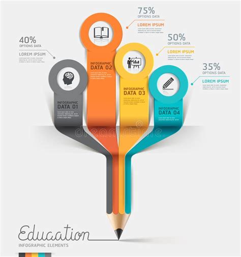 Opción Del Paso De Infographics Del Lápiz De La Educación Ilustración