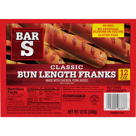 Bar S® Classic Bun Length Franks 12 Oz Pack Hot Dogs Phelps Market