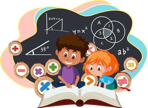 Niños Que Aprenden Matemáticas Con Símbolo E Icono De Matemáticas 3521084 Vector En Vecteezy