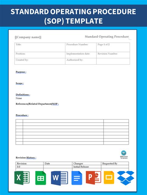 Premium Standaard Operating Procedure Sop Sjabloon