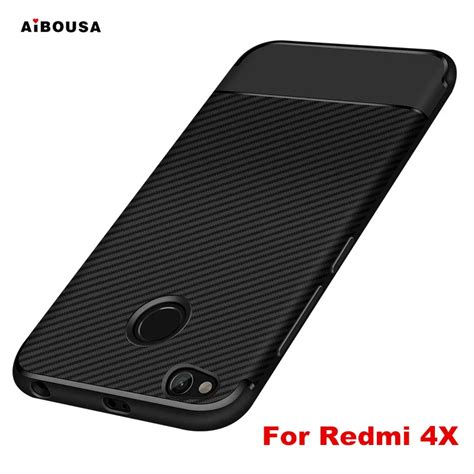 4X Carbon Fiber Phone Cases For Xiaomi Redmi 4X Case Silicone Soft