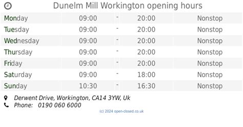 Dunelm Mill Workington opening times (2019 update)