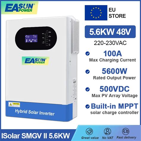 Easun Inversor Solar H Brido De W Y Vac Cargador Mppt De A