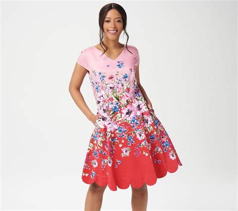 Isaac Mizrahi Live Floral Engineered Print Fit Flare Dress QVC