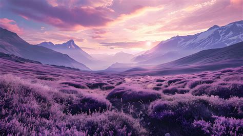 Free Landscape Lavender & Mountains Desktop Wallpaper in 4K