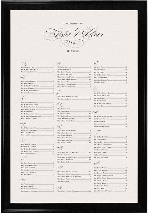 Monogram Wedding Seating Chart Seating Arrangement Chart Wedding