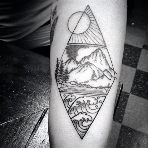 Mountain Wave Tattoo Ideas For Men Nature Designs