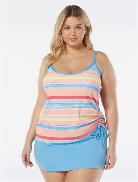 Beach House Swim Plus Size Bridget Shirred Side Underwire Tankini Top