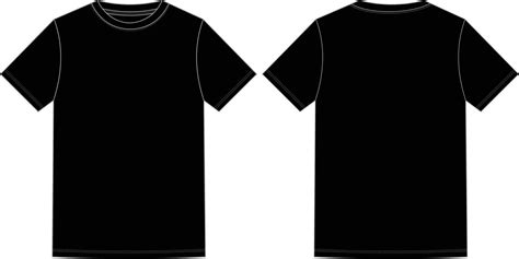 Blank Black T Shirt Design Vector Template Front And Back View Black