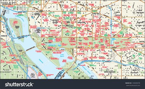 Washington, Dc Downtown Map Stock Vector Illustration 139439378 ...